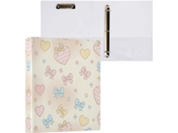 Pasta de 3 Argolas para Folhas Tamanho Carta , com um Lindo Design Laço e Coração, Organizador (27,9 X 21,6 Cm)