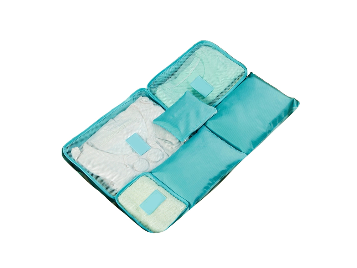 Conjunto de 6 Bolsas de Armazenamento para Viagem À Prova D'água Cubos de Embalagem Oxford Azul