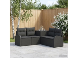 Vidaxl Conjunto De Sofás 5 Unid. Preto Rattan Poliéster E Aço