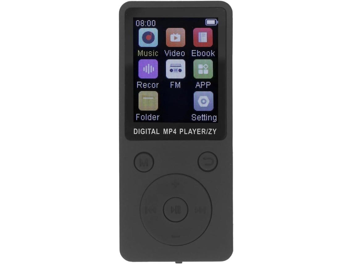 Reprodutor MP3/MP4 5.0 com grande capacidade de armazenamento para mais de 10.000 músicas, adequado para todas as atividades (preto)