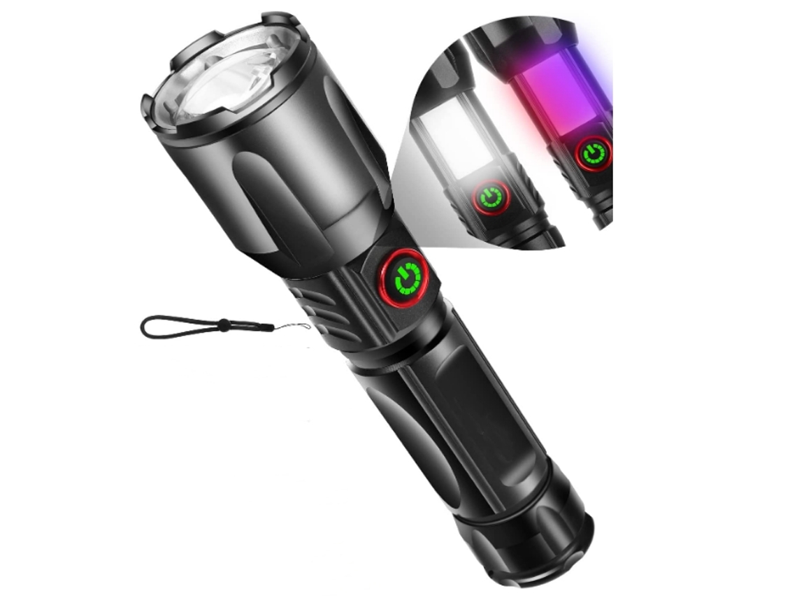 Lanterna Lanterna Led Superbrilhante de 10.000 Lúmens Recarregável com Zoom 5 Modos Preta BISBISOUS VIGA EUROPE
