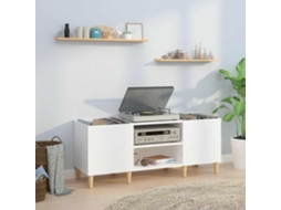 Vidaxl Armário P/ Discos 121x38x48 Cm Deriv. Madeira Branco Brilhante