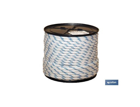 Carrete cuerda trenzada poli 12mm 100 mts bco