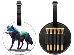 Bolsa para Guardar Tees de Golfe Pixel Wolf, Preta Fácil de Transportar e Mais Eficiente para Jogar Golfe.