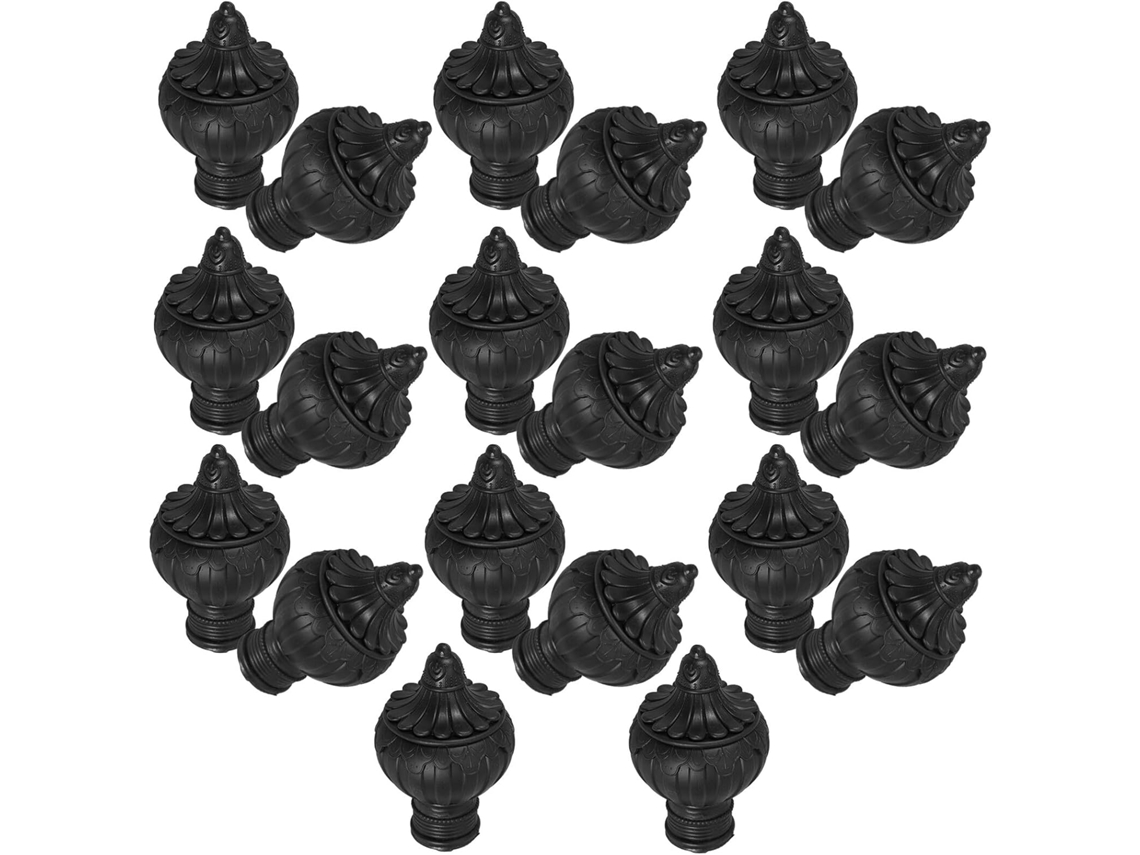 Conjunto De 20 Ponteiras Decorativas Pretas De Plástico Para Varão De Cortina, Compatíveis Com Varõe Gokoco