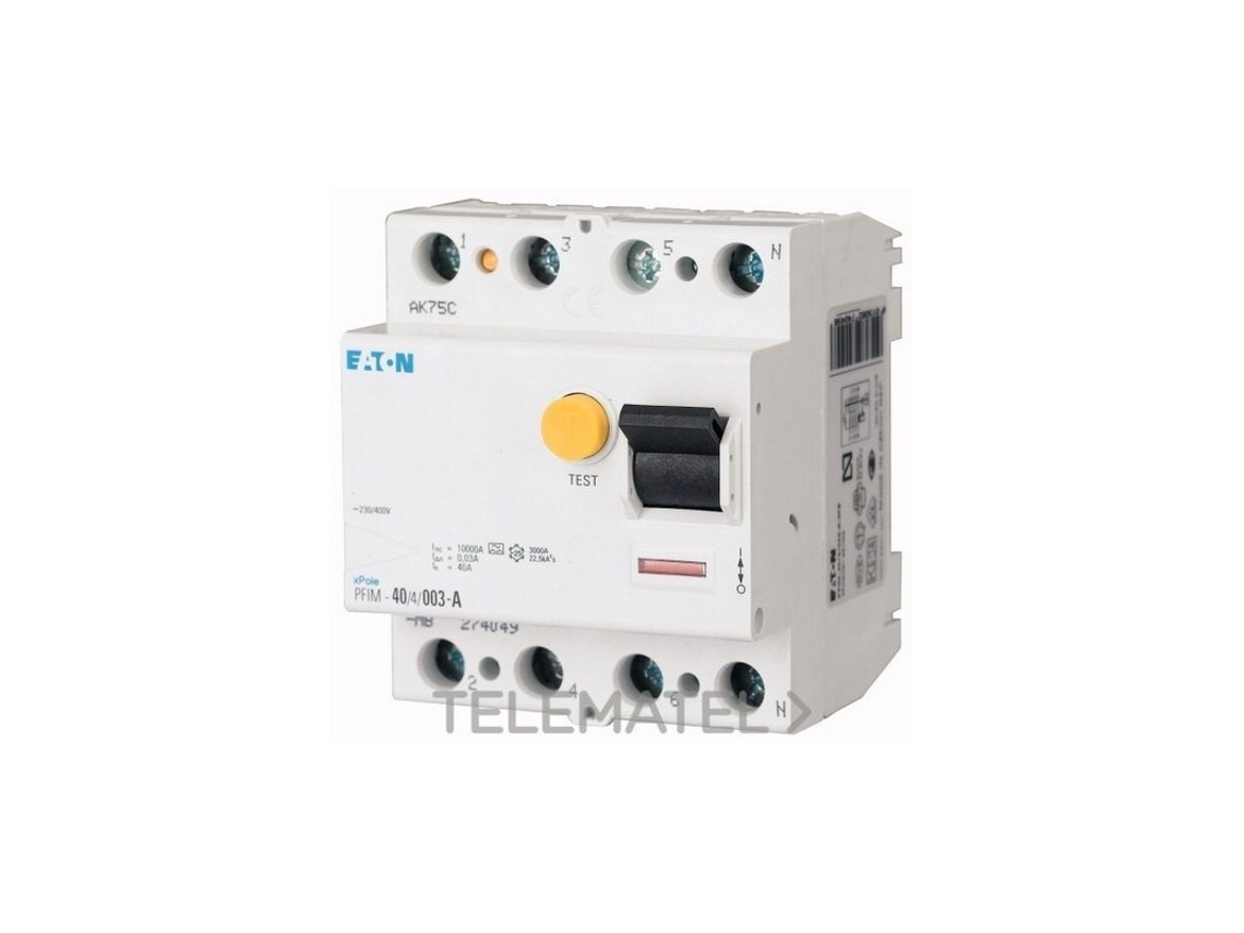 Interruptor Diferencial, 4p, 25a, 30ma P Eaton
