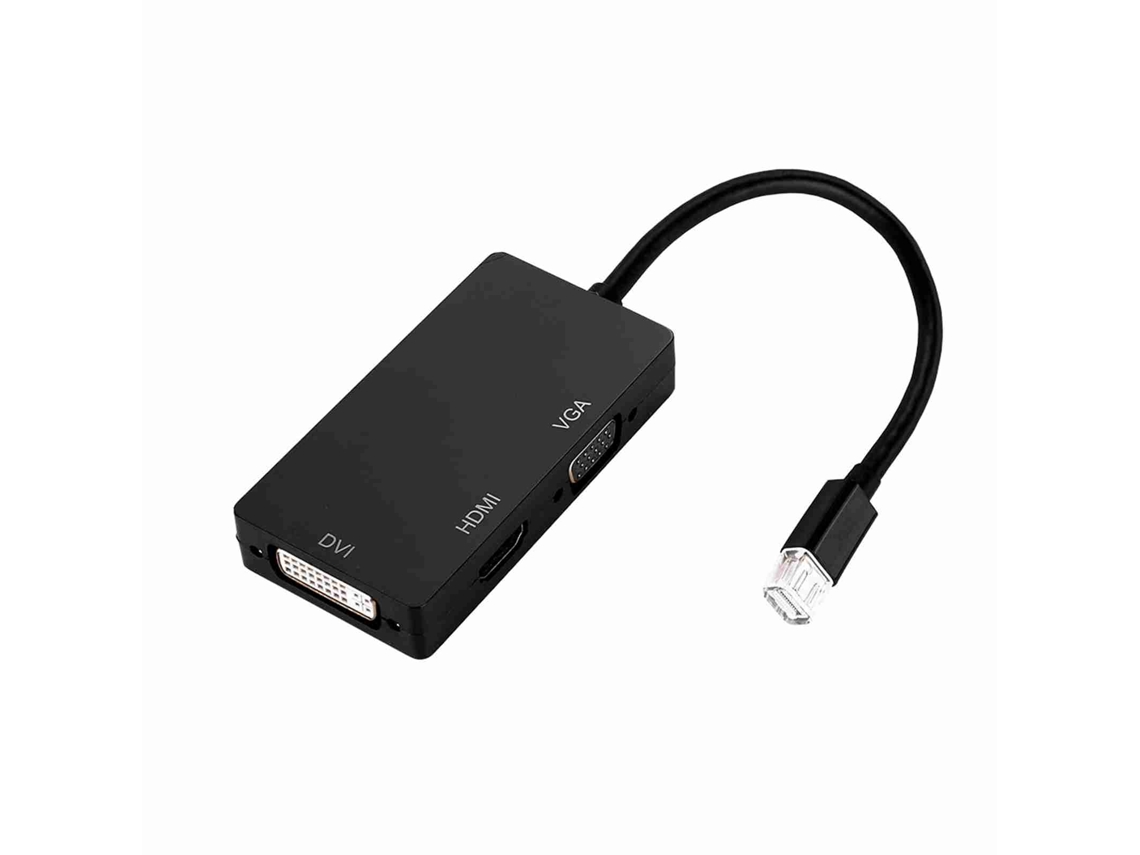 Cabledeconn Adaptador Conversor De Vídeo Hd 3 Em 1 Mini Dp Macho Para Hdmi Vga Dvi Fêmea