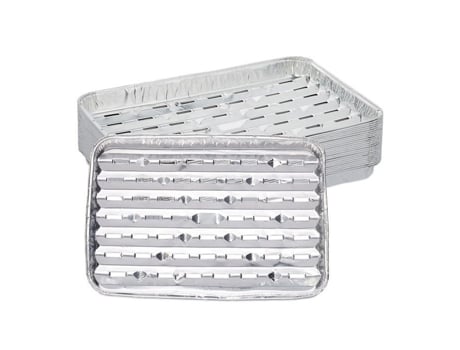 Barquettes Alimentares Relaxdays, Lote De 25, Fundo Furado, Máx. 260°c, Churrasqueira, L X P 34 X 22 Cm, Alumínio, Prateado