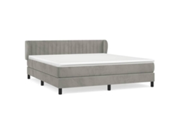 Cama com Molas e Colchão Veludo Cinzento Claro MAISON EXCLUSIVE (180x200 cm)