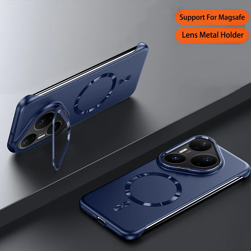 Capa Magnética Sem Moldura Para Celular (huawei Pura 80 Pro Azul), Em Policarbonato Rígido Fosco.