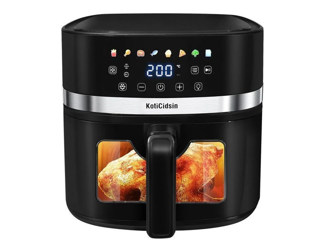 Fritadeira Um Ar Sem Óleo 8,5 L, Fritadeira Um Ar 2000 W Com Janela Transparente E Iluminação Integrada, Tela Táctil Led Koticidsin