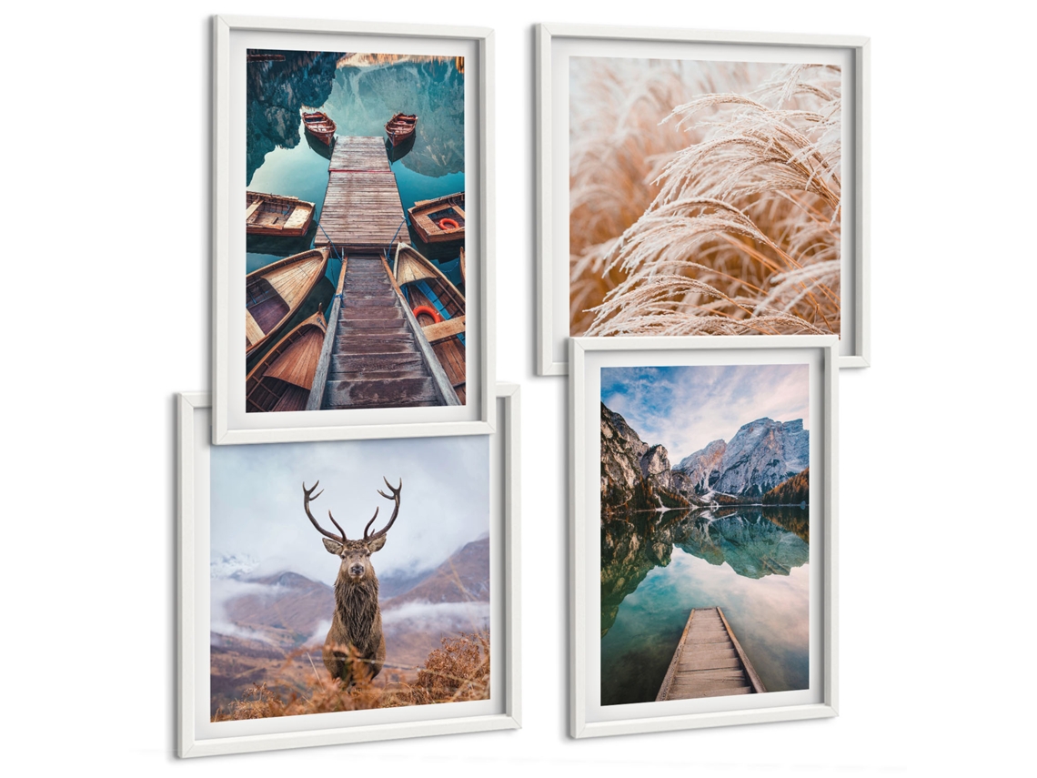 Composição De Quadros Na Parede Limoeiro-do-mar Com Vista Moldura Branca Quadros Para O Escritório Espelharte (conjunto De 4 Imagens)