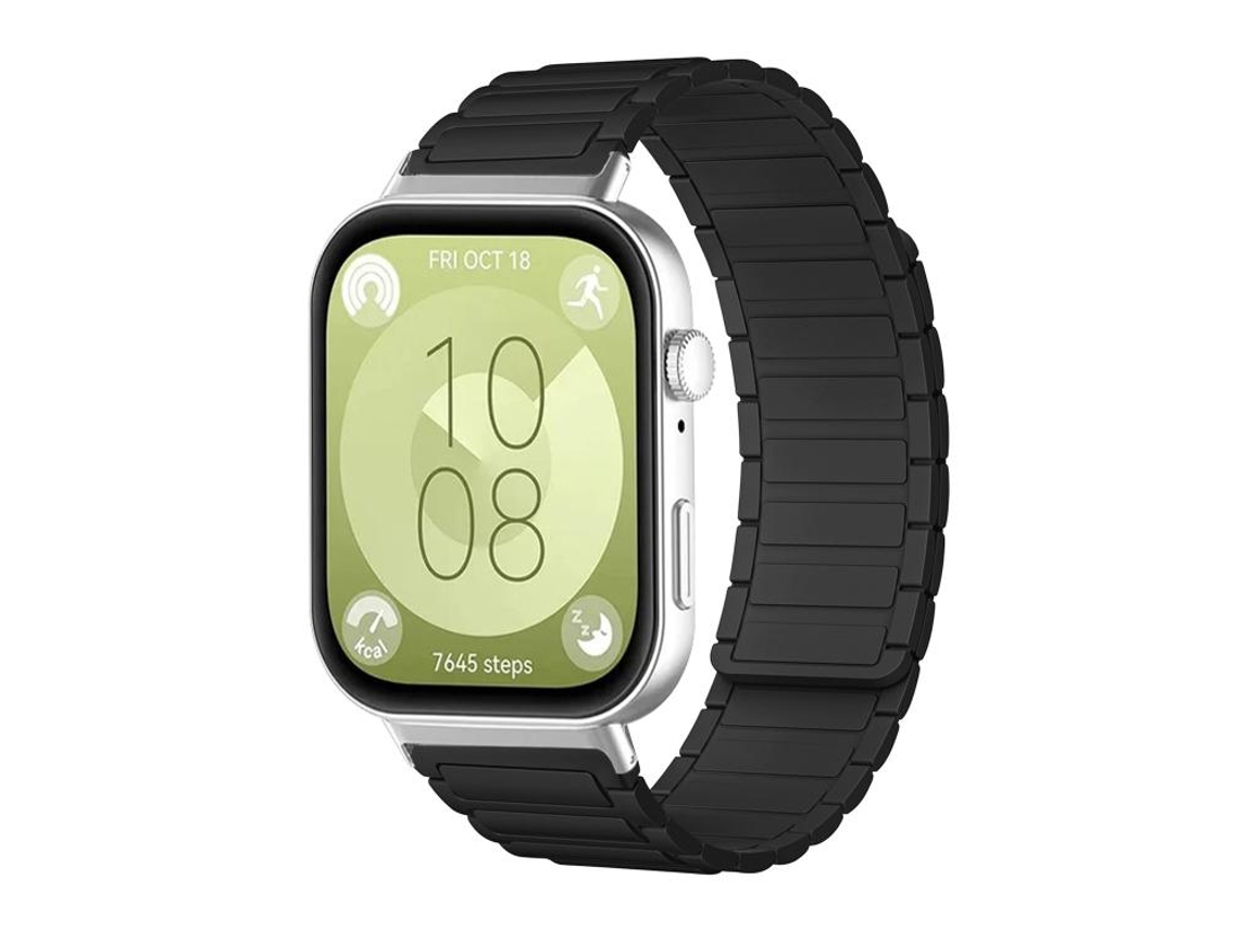 Bracelete Para Huawei Watch Fit 4 / Fit 4 Pro / Fit 3 - Silicone Magnético - Formato De I Preta