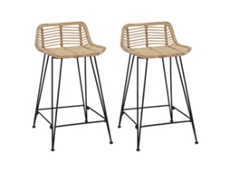 Vidaxl Banco De Bar 2 Unid. Natural 44 X 45 X 76 Cm Rattan E Aço