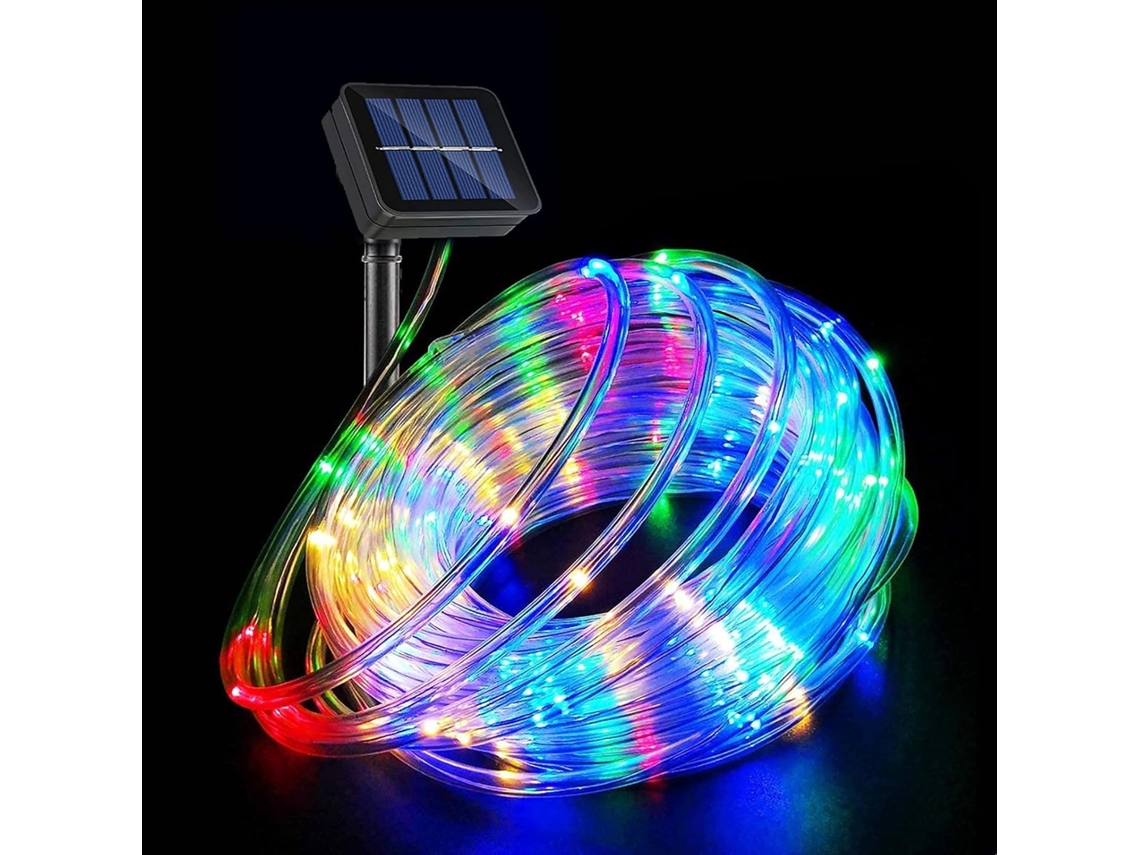 Luminária decorativa externa Grinalda Solar Copper Tube com 100 LEDs e 8 modos de iluminação.