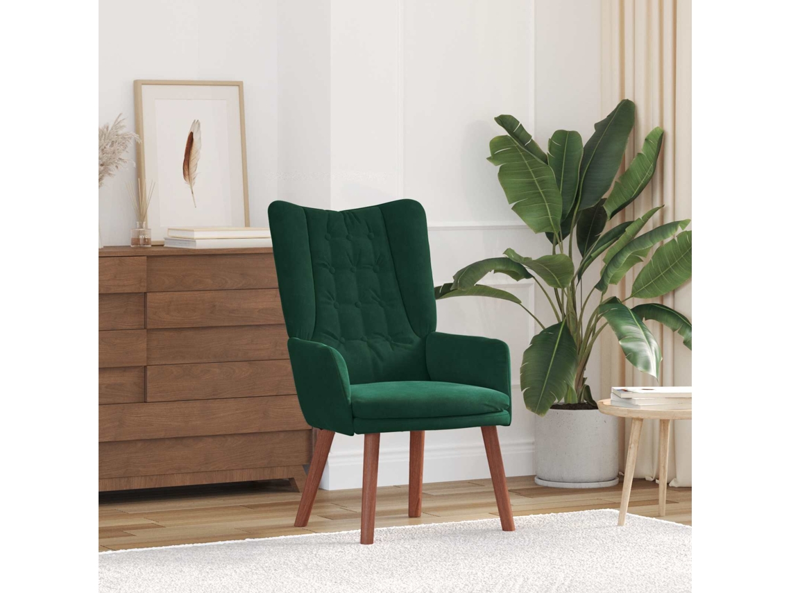 Vidaxl Poltrona Verde Escuro 63 X 67 X 94 Cm Veludo
