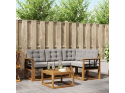 Vidaxl Conjunto De Sofás Para Exterior 5 Pcs Cinza Natural E Claro