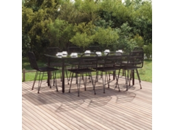 Vidaxl 9 Pcs Conjunto De Jantar Para Jardim Vime Pe Preto
