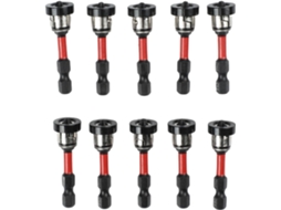 Conjunto De 10 Bits Chave Fenda Com Limitador Profundidade E Anel Magnético Alumínio Para Drywall, Ph2, Sextavado De 2 Polegadas