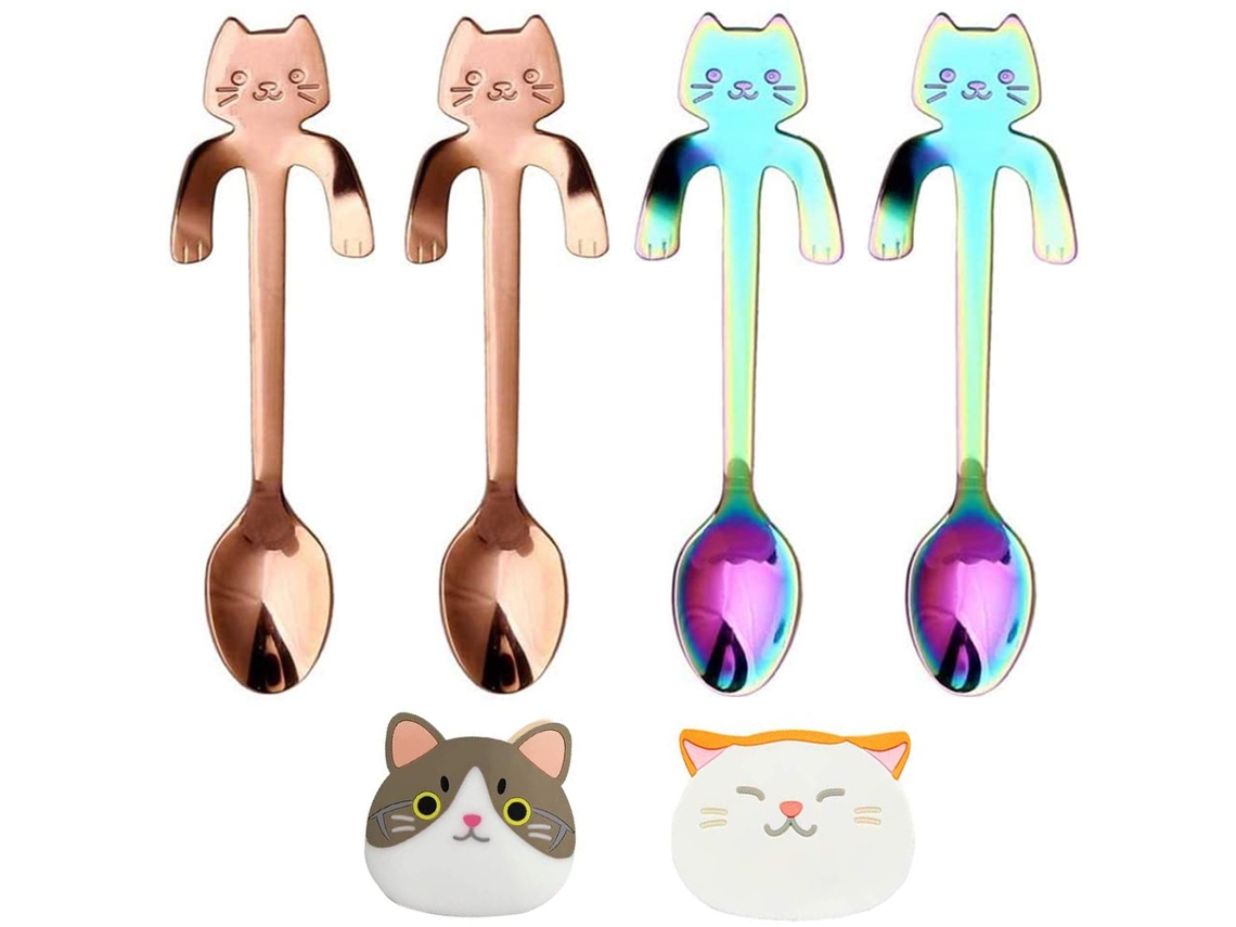 Conjunto de Colheres Conjunto de Colheres de Gato com Descansos de Silicone NEVEANCE