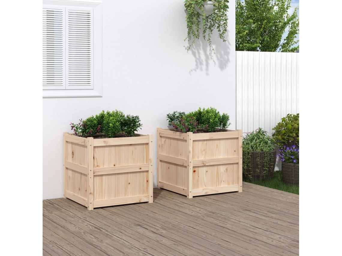 Vidaxl Vasos/floreiras De Jardim 2 Pcs Madeira De Pinho Maciça