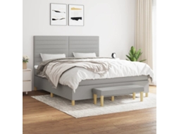 Vidaxl Cama Com Molas/colchão 180x200 Cm Tecido Cinzento-claro
