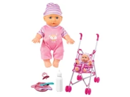 Boneca + Carrinho De Passeio
