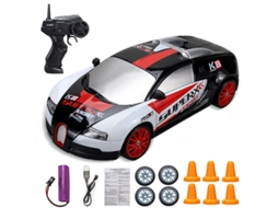 1/24 4wd 2.4ghz Rc Carro De Corrida De Drift Com Luzes Led, Carro De Controle Remoto De Alta Velocidade, 15 Km/h Digitallab (preto E Branco)