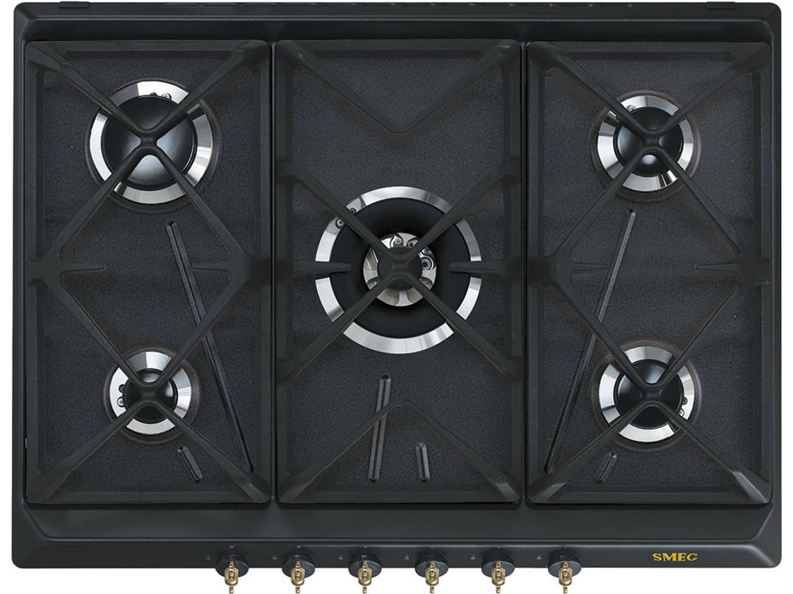 Placa de Gás SMEG SRV876AOGH (Gás Butano-Propano - 68.5 cm - Preto)