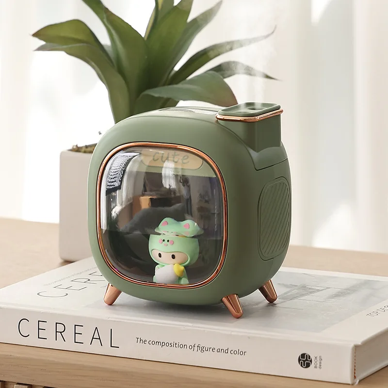 Umidificador Ultrassônico (verde) De 500 Ml Com Difusor De Óleos Essenciais E Porta Usb.