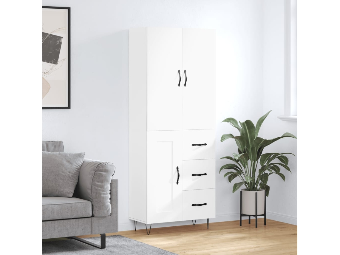 Vidaxl Armário Alto 69,5x34x180 Cm Derivados De Madeira Branco