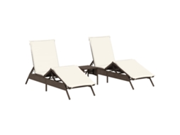 Maison Exclusive - Espreguiçadeiras Com Mesa 2 Pcs Vime Pe Castanho