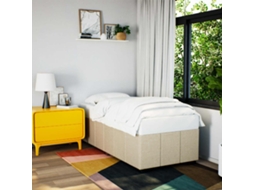 Estrutura De Cama Sem Colchão 90x200 Cm Tecido Creme