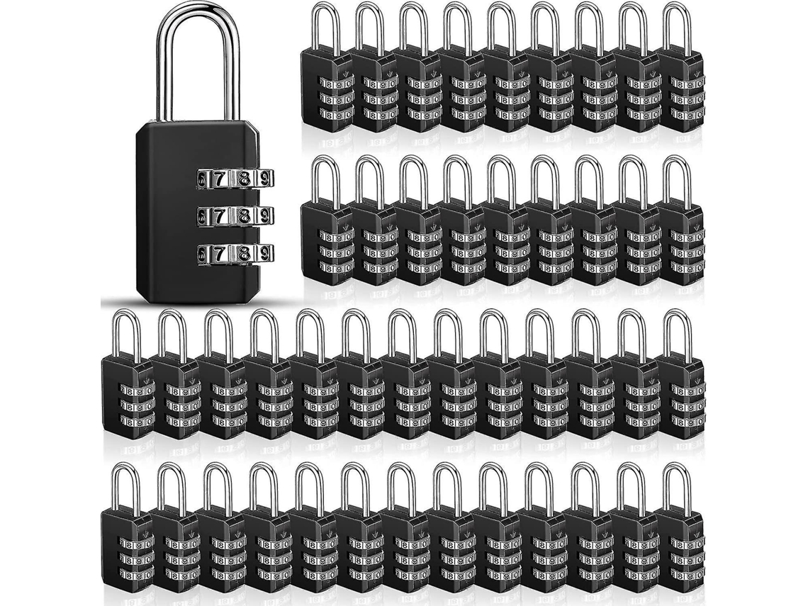 Conjunto de 50 Cadeados Pequenos com Combinação de 3 Dígitos AQUAFORGE