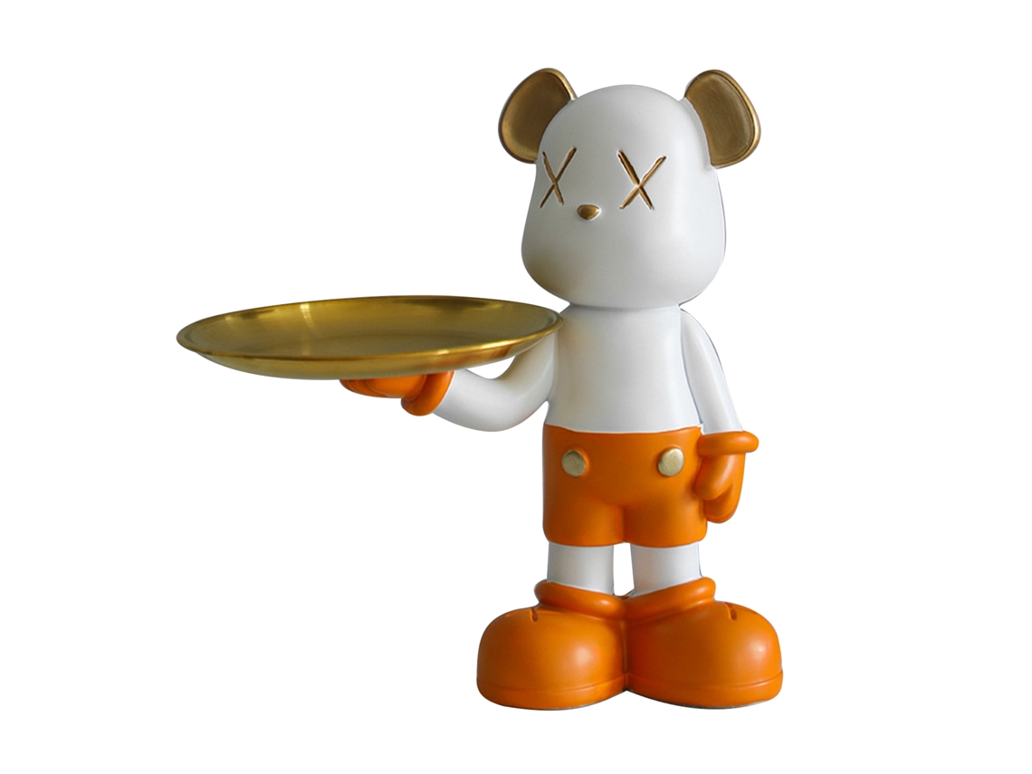 Bandeja de armazenamento de resina com escultura de urso decorativa para chaves e brincos amarelo 2026 Store