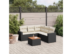 Vidaxl 6 Pcs Conjunto Sofás De Jardim C/ Almofadões Vime Pe Preto