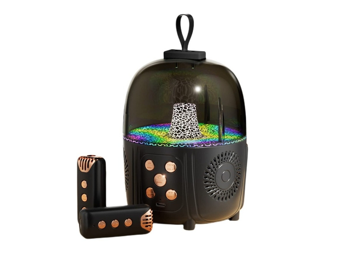 Máquina De Karaokê Infantil Bluetooth Com 2 Microfones Sem Fio Alto Falante De Karaokê Portátil E Reprodutor De Música Com Luz Led Para Pre Yizhood