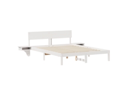 Conjunto 1 Estrado De Cama Plataforma Vidaxl Branco Madeira De Pinho Maciça (160 X 200 Cm)