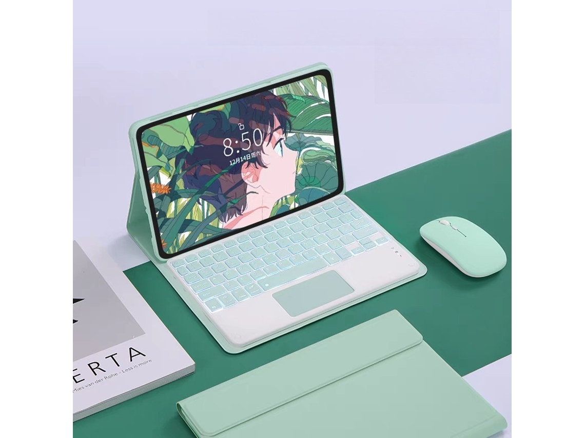 Capa Para Lenovo Idea Tab 11'' 2025, Com Teclado Touchscreen Teclado Destacável Com Touchpad Retroiluminado.rato Verde Claro Hexinyigjly