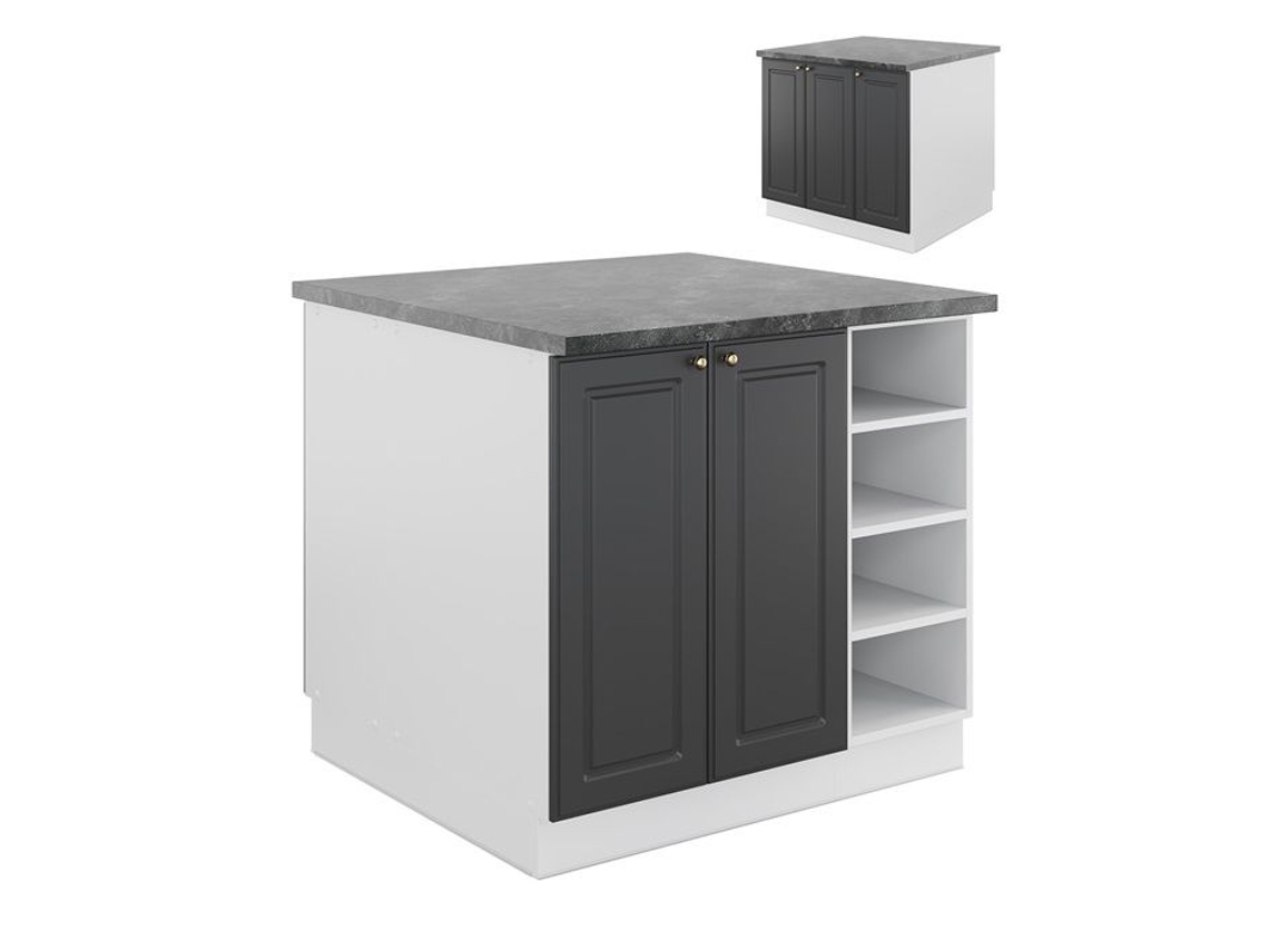 Ilha de cozinha VICCO Fame-Line, ouro antracite/branco, 90 cm sem bancada