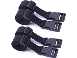 Conjunto De 4 Cintas Nylon Reforçado 25 Mm Com Fivelas Para Bagagem, Tamanho Universal De 150 Cm, Cor Preta