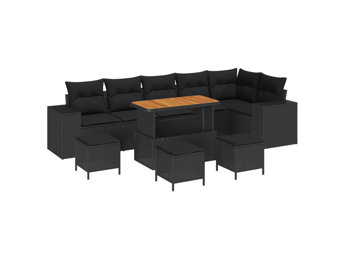 Conjunto 10 Móveis De Jardim Vidaxl Preto Vime Pe (110 X 55 X 71 Cm)