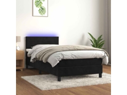 Vidaxl Cama Box Spring C/ Colchão/led 90x190 Cm Veludo Preto