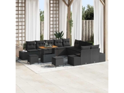 Vidaxl Conjunto De Sofá De Jardim 13 Unid. 12-número De Lugares Preto