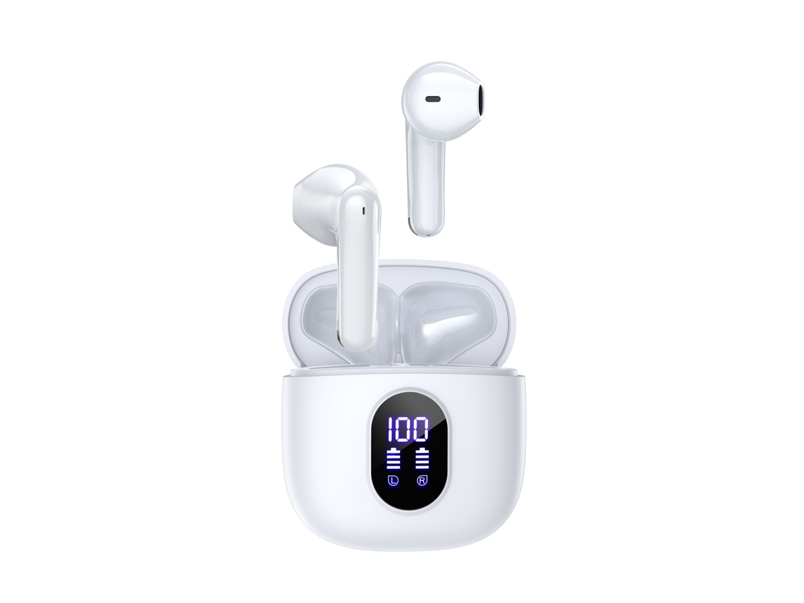 (branco) Fones De Ouvido Bluetooth Sem Fio Com Cancelamento De Ruído, Visor Digital E Função Enc.
