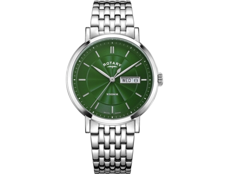Relógio masculino prata aço inoxidável Windsor Gb05420/24 ROTARY