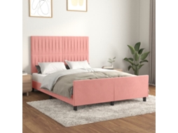 Vidaxl Estrutura De Cama C/ Cabeceira 140x190 Cm Veludo Rosa