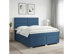 Vidaxl Cama Box Spring Com Colchão Azul 160 X 200 Cm Tecido