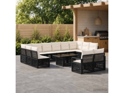 Vidaxl Conjunto De Sofá De Jardim 13 Unid. Preto E Branco Creme