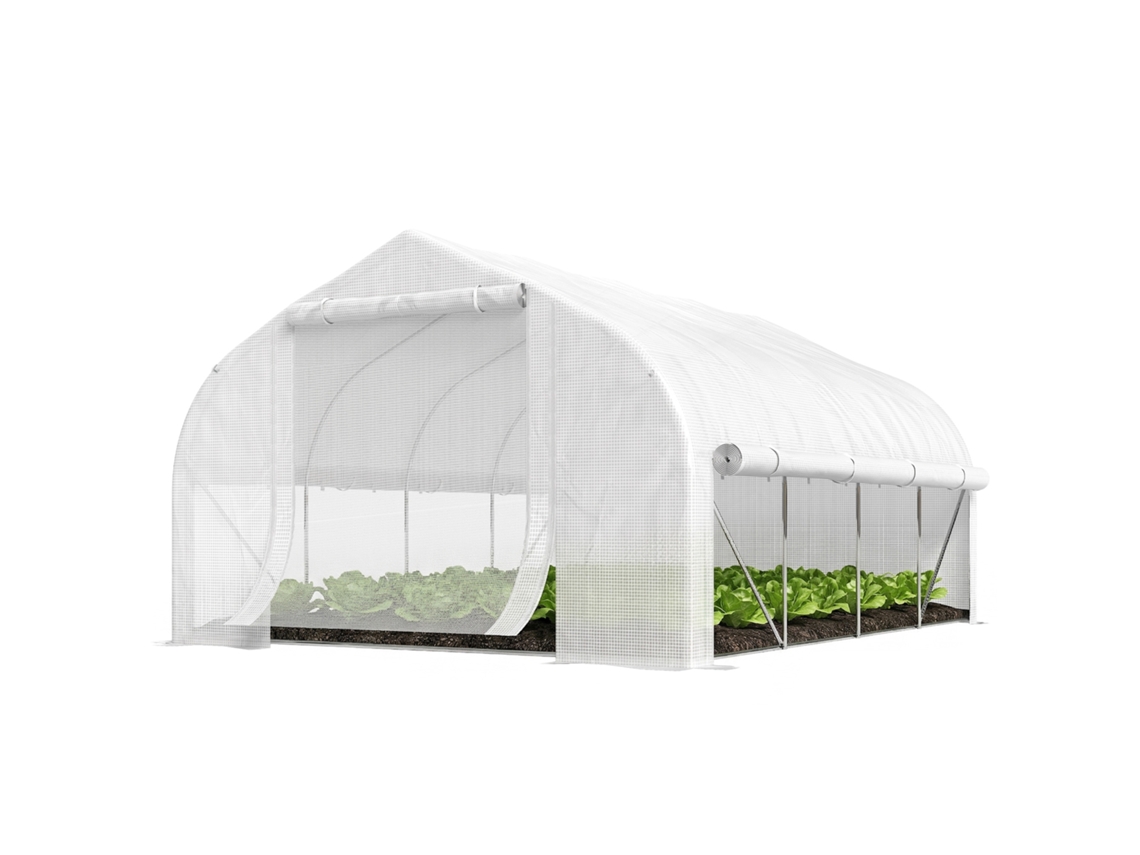 Estufa de Jardim Túnel 395x300x200 cm S/MARCA, pe branco, porta de malha, 8 janelas